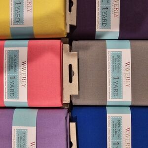 6 pack 1 yard 100% Cotton Fabric solid colors